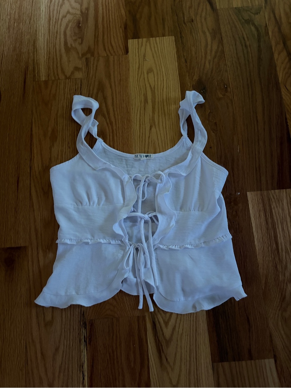 White Tie-Front Ruffle Crop Top - Women